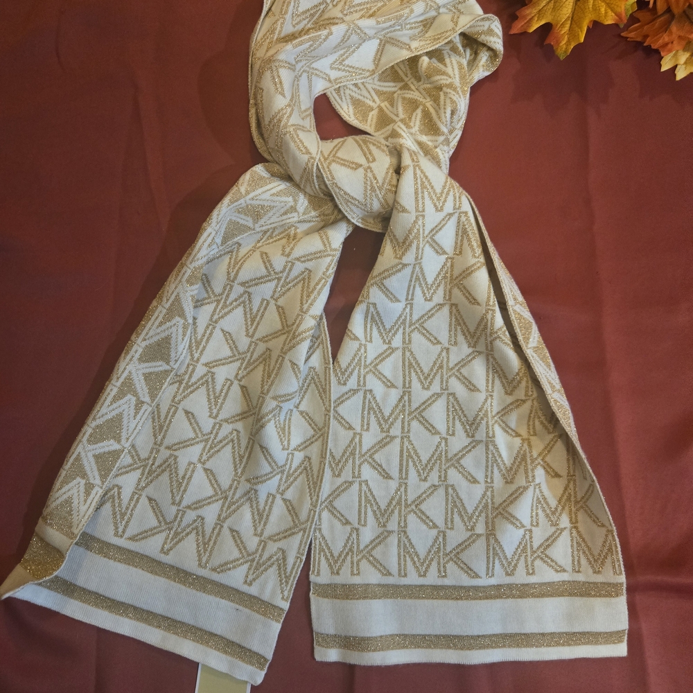 Michael Kors Gold and White Scarf